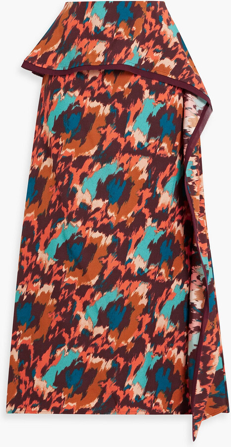 Ulla Johnson Danica draped printed crepe midi skirt