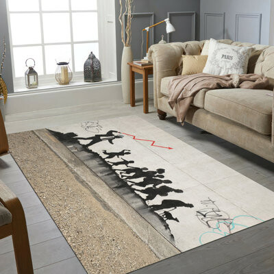 kayra export Abstract Botanical Design Printed Rug in Bold Colors Perfect for Indoor Use to Enhance Home Decor