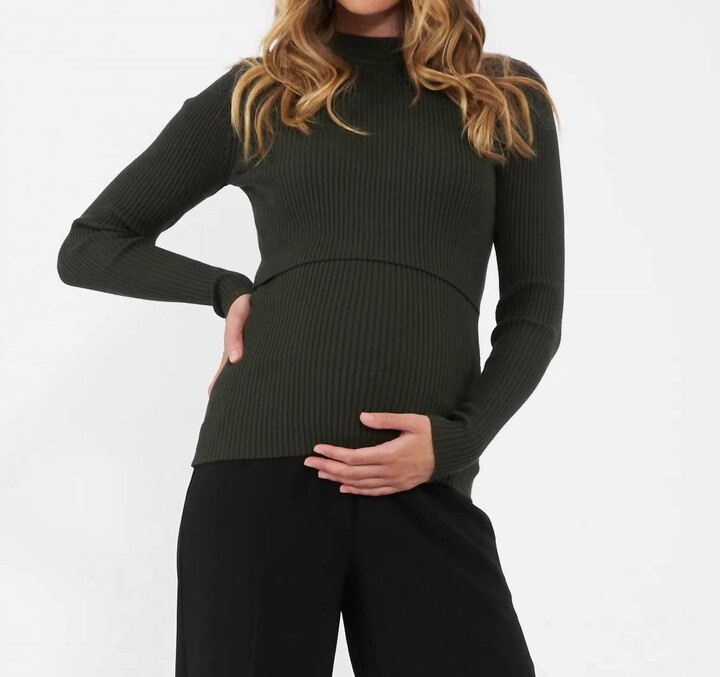 Ripe Lift Up Nursing Knit Sweater In Ivy