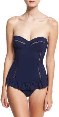 Tory Burch Solid Flounce One-Piece Swimsuit