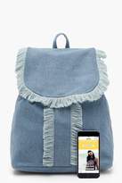 Thumbnail for your product : boohoo Fringed Denim Rucksack