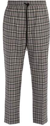 Gucci Mid Rise Check Wool Trousers - Mens - Grey