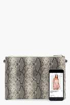 Thumbnail for your product : boohoo Faux Python Snake Clutch With Chain