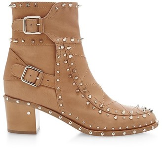 Laurence Dacade Badley Leather Studded Ankle Boots with Buckles