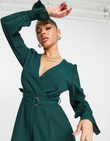 Thumbnail for your product : AX Paris plunge front jumpsuit in green