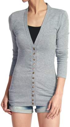 TheMogan Women's 3/4 Sleeve Button V-Neck Knit Sweater Crop Cardigan Rust L