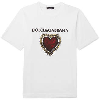 Dolce & Gabbana Sacred Heart Printed Cotton-Jersey T-Shirt