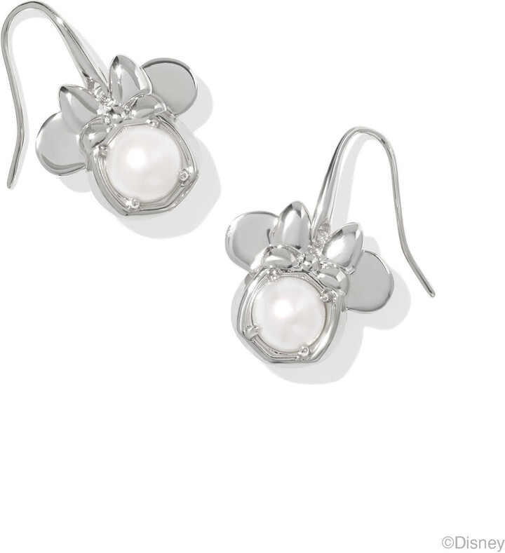 Kendra Scott Disney | Silver Minnie Mouse Drop Earrings in Freshwater Cultured Pearl | Pearl/Metal Rhodium