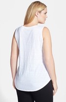 Thumbnail for your product : Eileen Fisher Scoop Neck Long Organic Linen Tank (Plus Size)