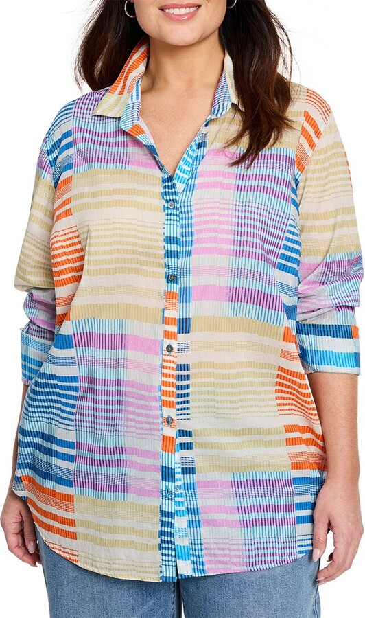 Nic+Zoe Plus Sunset Stripe Boyfriend Shirt