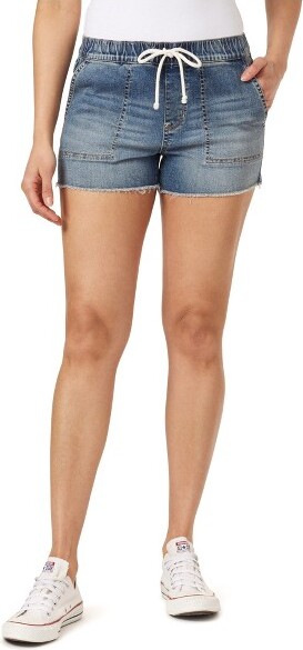 Wallflower WallFlowerWomen'sTomboyJoggerShortsDenimMid-RiseInstaStretchJuniors,Blake,Small
