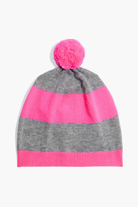 Chinti and Parker Pompom-embellished striped wool and cashmere-blend beanie