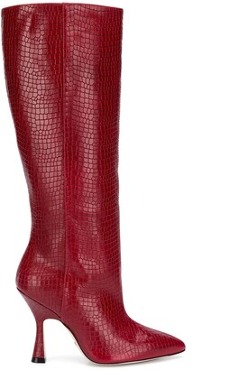 red leather knee boots