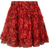 Thumbnail for your product : IRO Dazzle Ruffled Printed Georgette Mini Skirt - Red