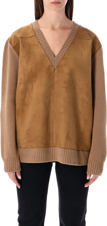Prada Wool And Cashmere Sweater With Lambskin Front