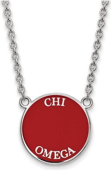 Black Bow Jewelry Co. BlackBowJewelrySterlingSilverChiOmegaGreekLifeFullEnameledNameLargeDiscNecklace18Inch