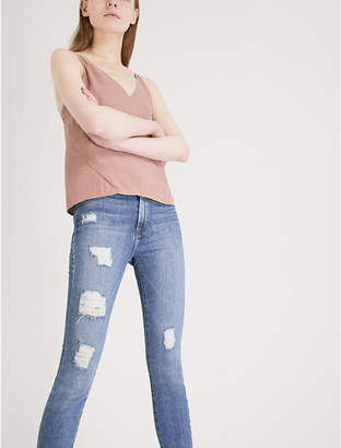 Good American Good Waist frayed-hem skinny high-rise jeans