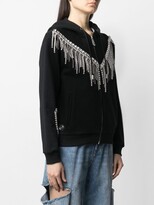 Thumbnail for your product : Philipp Plein Crystal-fringe hooded zip-up