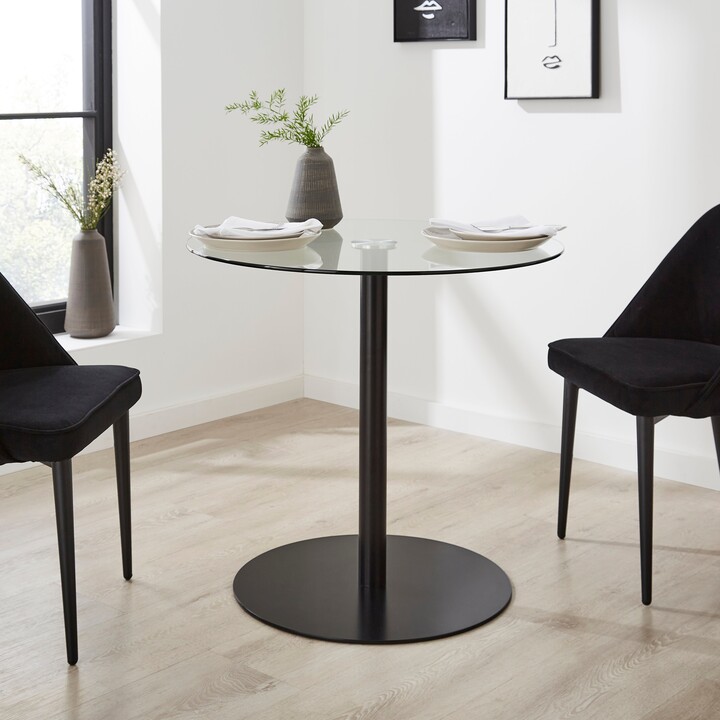 Dunelm Logan 2 Seater Pedestal Dining Table, Black Glass Black ShopStyle