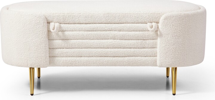 Vinform Modern End of Bed Bench with Upholstered Fabric Large Bench Sitting Toy Storage Bench ...