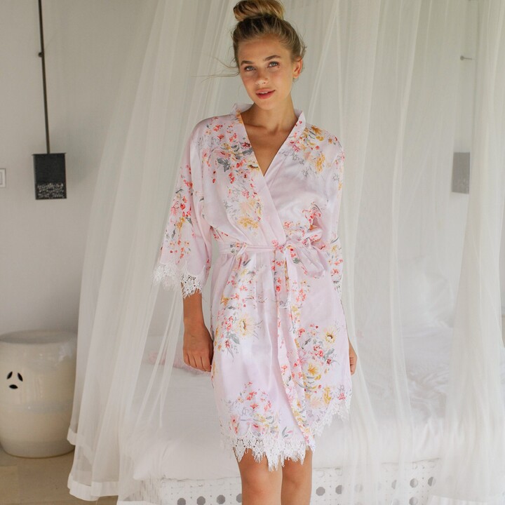 Etsy Silky Bridal Party Robes For Bridesmaid Proposal Box Gift Ideas Lace Mother Of The Bride Robe Flowergirl