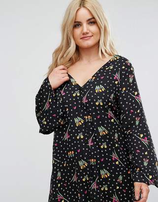 Alice & You Button Front Long Sleeve Swing Dress
