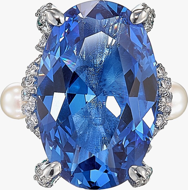 Aunimeifly Womens Dark Blue Square Gemstone Crystal Zircon Diamond Thin Ring Jewelry Gift 
