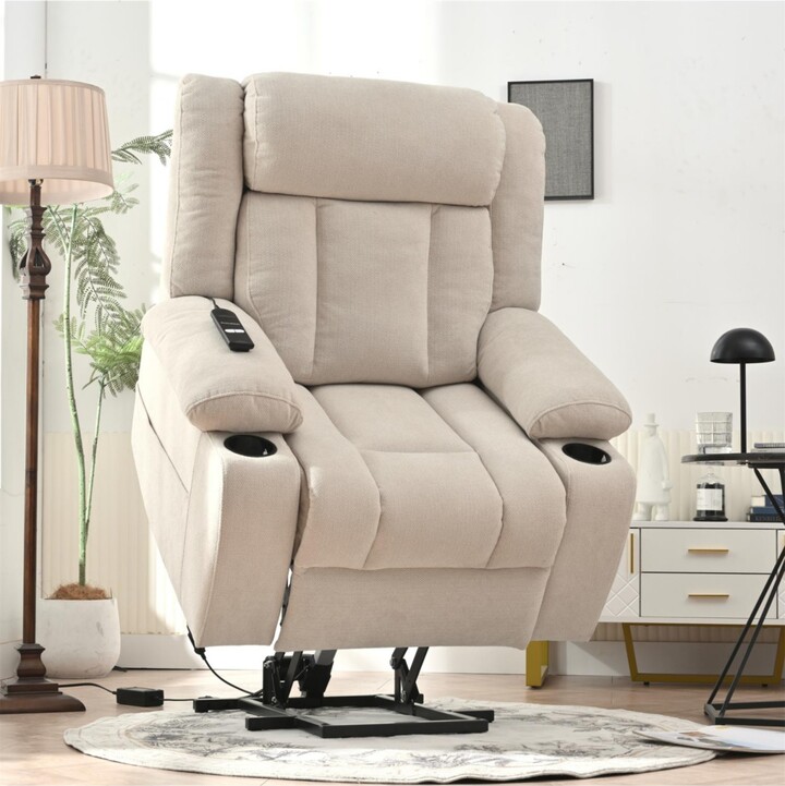 Streamdale Furniture Streamdale Power Lift Recliner Chair Fabric Light Gray