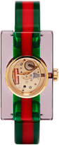 Gucci Red and Green Plexiglass Skeleton Watch