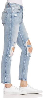 Pistola Mom High-Rise Distressed Straight-Leg Jeans in Up In Flames