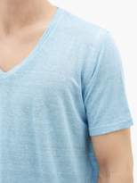 Thumbnail for your product : 120% Lino V-neck Linen T-shirt - Mens - Light Blue