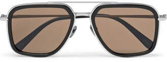 Brioni Aviator-Style Acetate And Brushed Silver-Tone Sunglasses