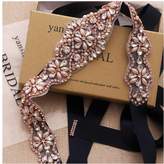 Thumbnail for your product : Yanstar Wedding Bridal Belt With Gold Rhinestone Ivory Ribbon Sashes For Wedding Gown