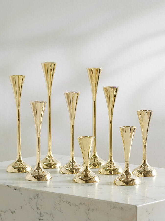 Fourth Street - Drip Set Of Nine Gold-tone Candleholders - One size