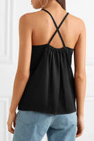 Thumbnail for your product : Vince Gathered Satin-crepe Top - Black