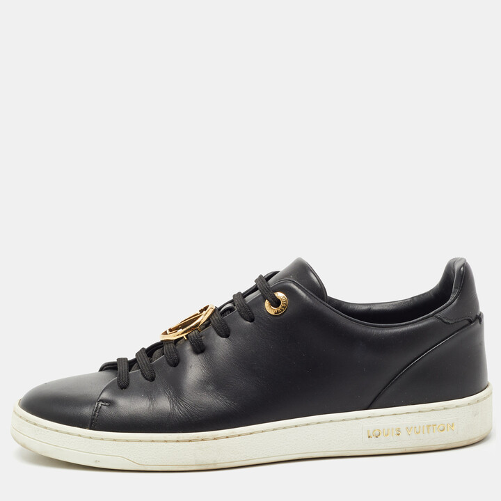 Louis Vuitton Black Leather Frontrow Sneakers Size 38 - ShopStyle