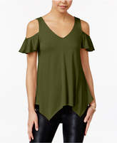 Thumbnail for your product : Almost Famous Juniors' Ruffle-Sleeve Cold-Shoulder Top