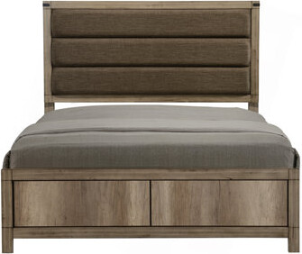 Latitude Run 1Pc Contemporary Upholstered Low Profile Bed Crisp Vertical Channels Geometric Element Weathered Gray Finish Rustic