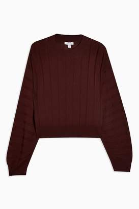 Topshop Knitted Boxy Wide Ribbed Crew Neck Sweater