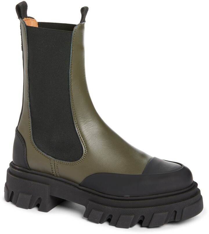Ganni Calf Leather Mid Chelsea Boot ShopStyle