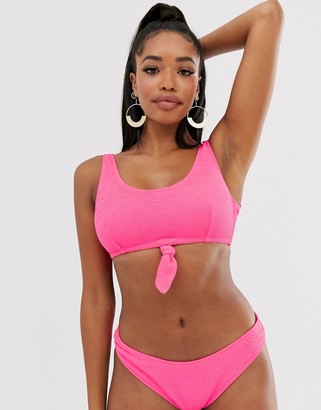 Peek & Beau Fuller Bust Exclusive scrunch bikini top in pink D - F Cup