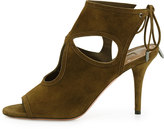 Thumbnail for your product : Aquazzura Sexy Thing Suede Cutout Sandal, Moss