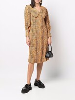 Thumbnail for your product : Ganni Leopard-Print Crepe Oversized-Collar Dress