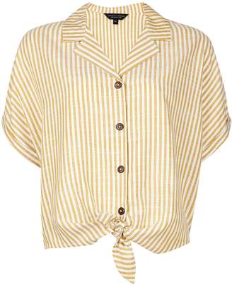 Dorothy Perkins Womens Yellow Stripe Tie Front Shirt, Yellow
