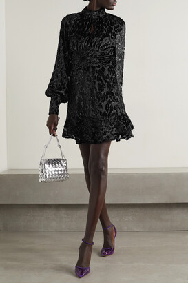Rebecca Vallance Aspen Devoré-velvet Mini Dress - Black