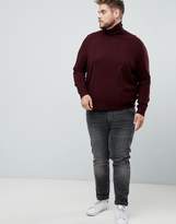 Thumbnail for your product : Burton Menswear Big & Tall roll neck jumper in burgundy