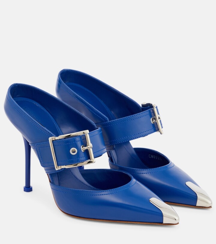 Alexander McQueen Punk buckled leather mules - ShopStyle