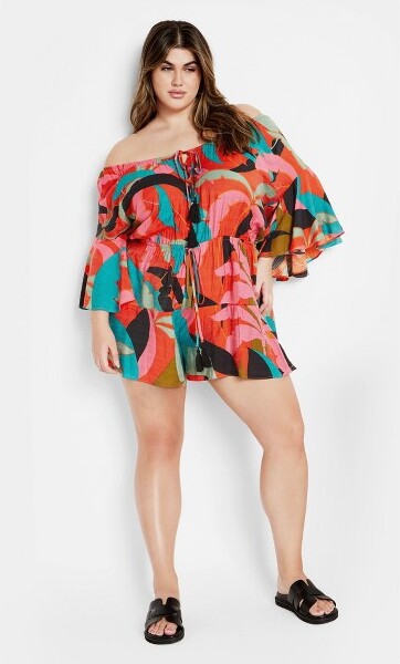City Chic CITYCHIC|Women'sPlusSizeHarlowPlaysuit-red-20W