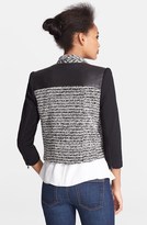 Thumbnail for your product : Alice + Olivia 'Burma' Leather Trim Drape Front Jacket