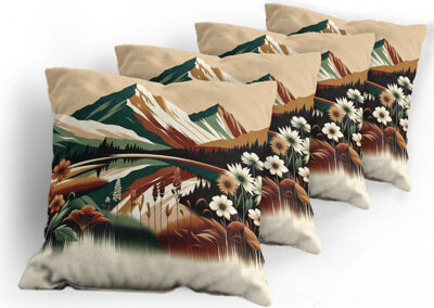 Ambesonne Lake Throw Pillow Cover Pack of 4 4pcs Hunter Green Pale Redwood